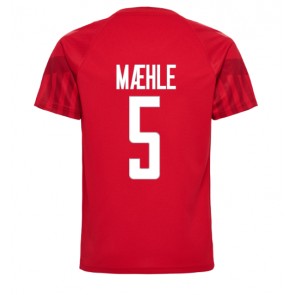 Denmark Joakim Maehle #5 Replica Home Stadium Shirt World Cup 2022 Short Sleeve